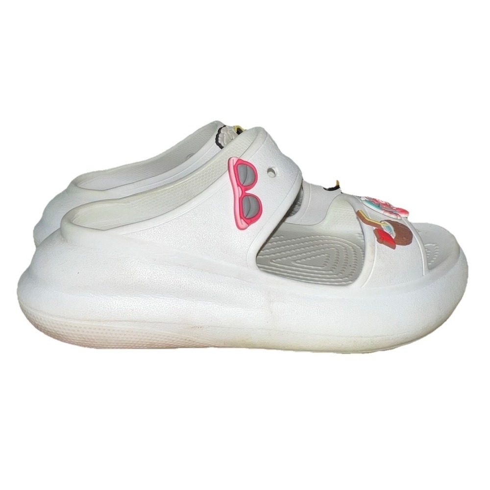 White Platform Sandals w/ Charms Y2K Retro Chunky Beach Clogs - Read Description